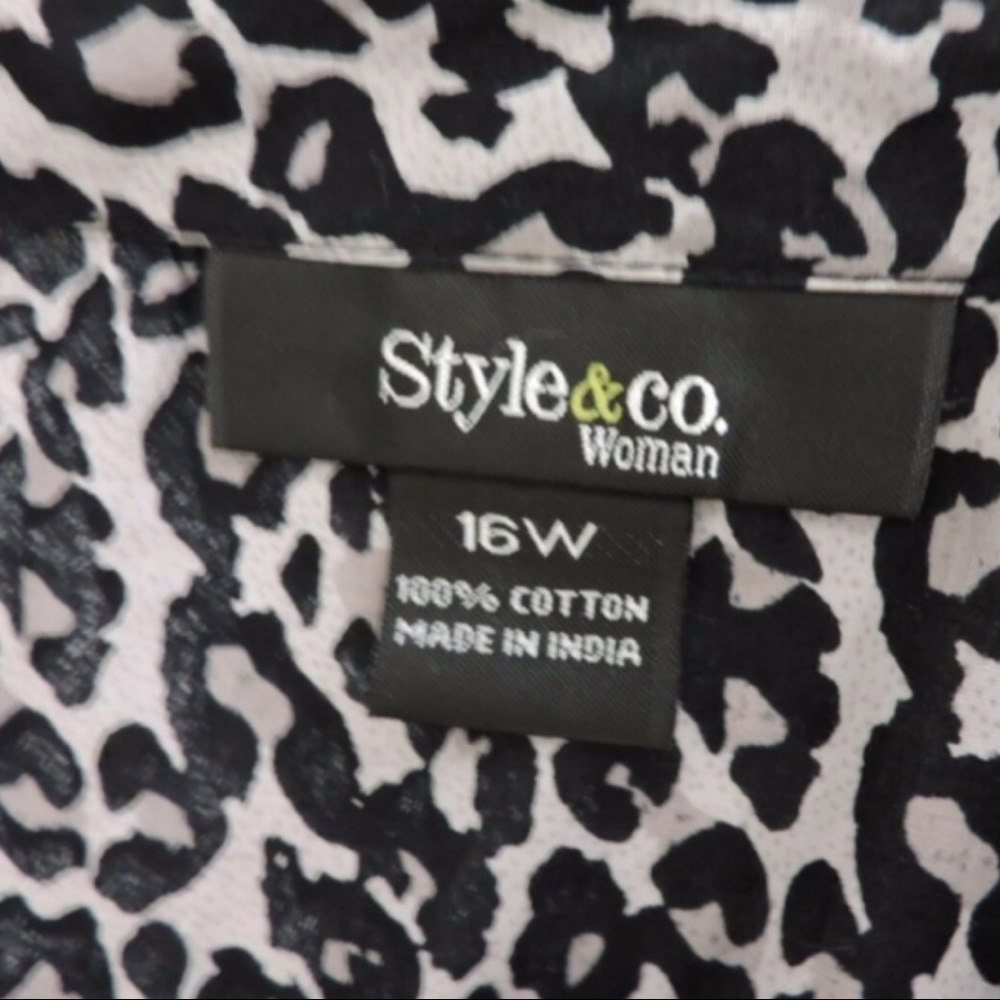 Style & Co Button Down Animal Print Shirt 16W - Picture 6 of 8